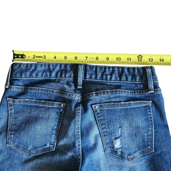 Gap 1969 Real Straight Jeans Womens Size 27 R Blue Med Wash Distressed - Picture 6 of 9
